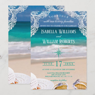 Türkis Tropical Beach Sommerhochzeit Einladung