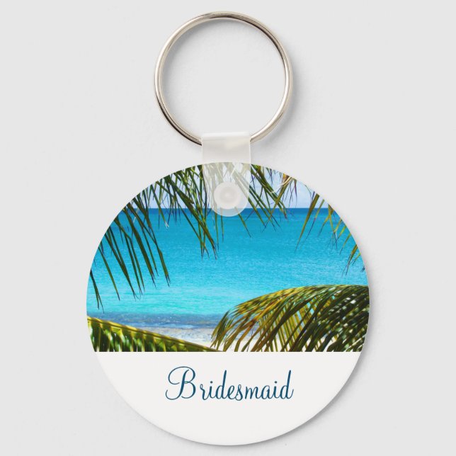 Türkis Tropical Beach Wedding Bridesmaid Schlüsselanhänger (Vorderseite)