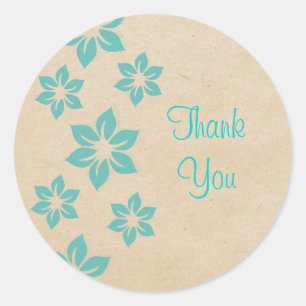 Türkis Tropical Floral Danke Stickers