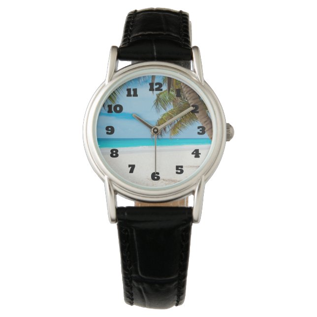 Türkis-tropischer Strand Armbanduhr (Vorderseite)