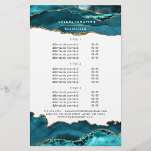 Türkis - Türkis und Gold Achat Stein Dienstleistun Flyer