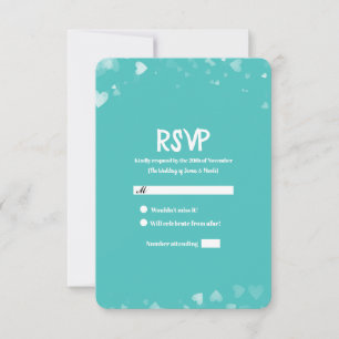 Türkis Türkis & Weiße Herzen Hochzeits-RSVP RSVP Karte