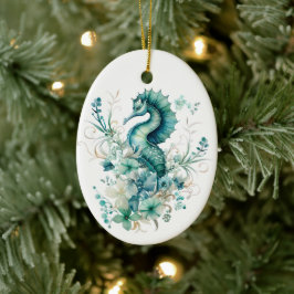 Türkis-Türkisblau - Pferd Weihnachten Keramik Ornament