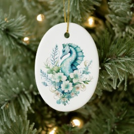 Türkis-Türkisblau - Pferd Weihnachten Keramik Ornament