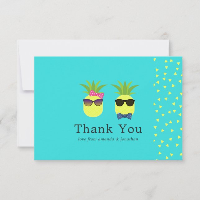 Türkis und Ananas Hochzeit Vielen Dank Dankeskarte (Vorderseite)