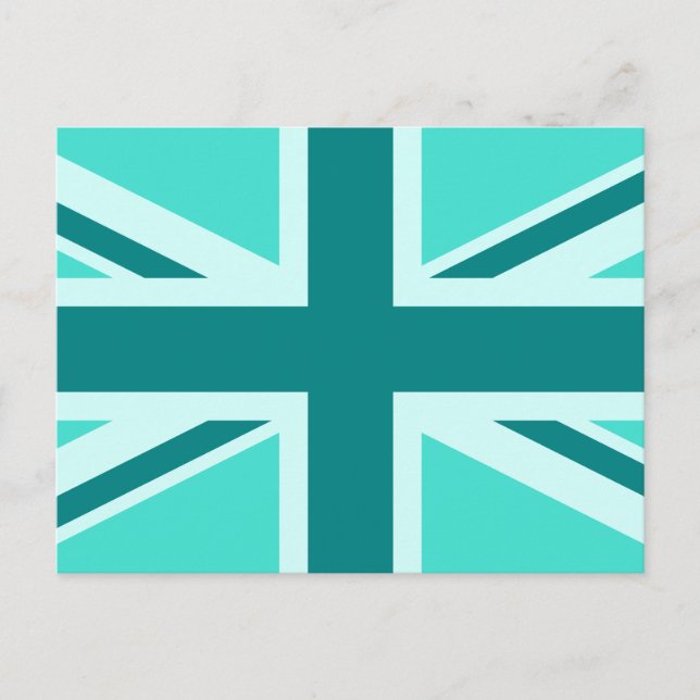 Türkis und Aquamariner Union Jack 2 Postkarte (Vorderseite)