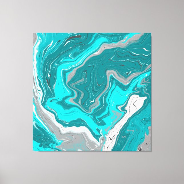 Türkis und Aquamarines Marmorwasser Kunst Leinwanddruck (Vorderseite)
