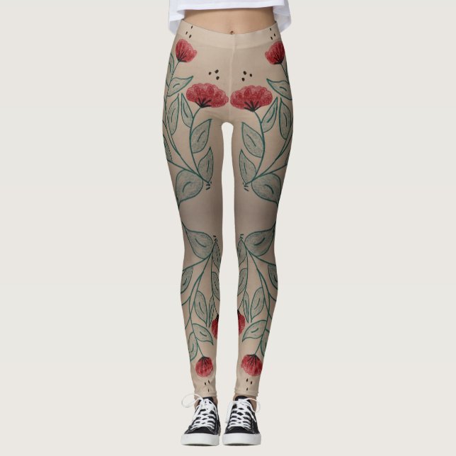 Türkis und Barn Rot Leggings (Vorderseite)