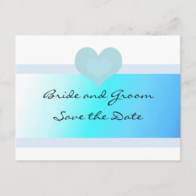 Türkis und Blau Save the Date Ankündigungspostkarte (Vorderseite)