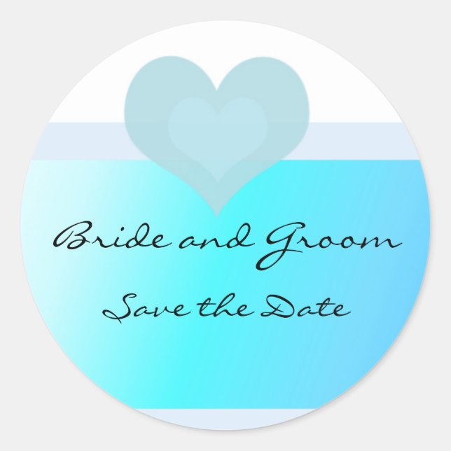 Türkis und Blau Save the Date Runder Aufkleber (Vorderseite)