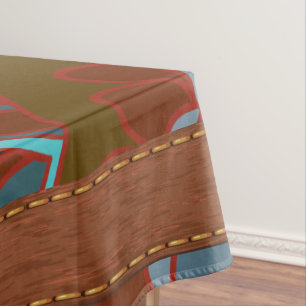 Türkis und Brown, Retro Tischdecke