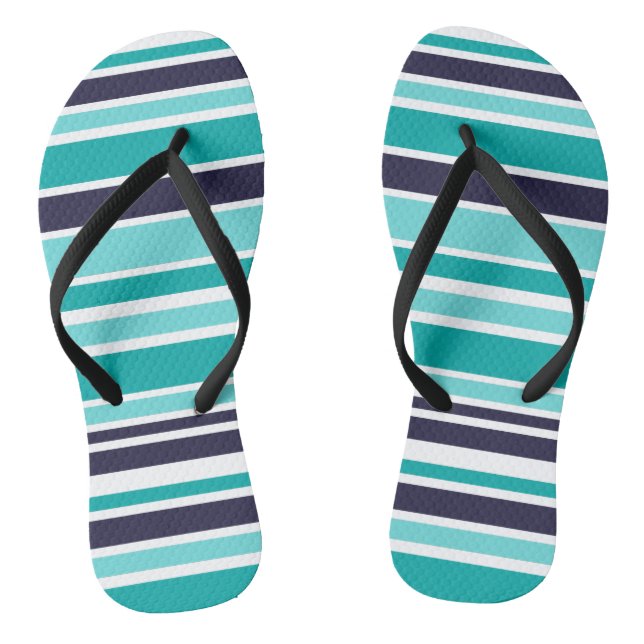 Türkis und dunkelblau gestreift flip flops (Fußbett)