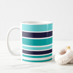 Türkis und dunkelblau gestreift kaffeetasse