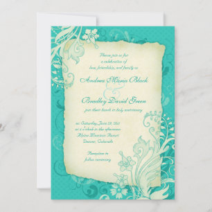 Türkis und Elfenbeinblume Einladung zur Hochzeit