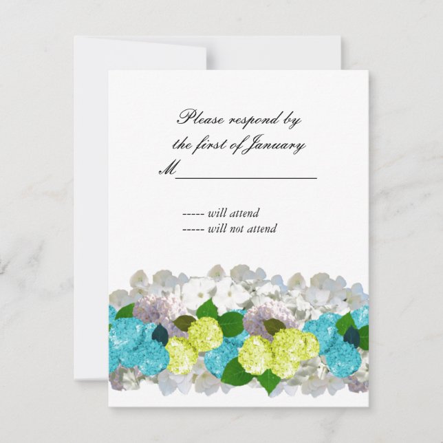 Türkis und Gelb Bouquet von Florals Repcard RSVP Karte (Vorderseite)