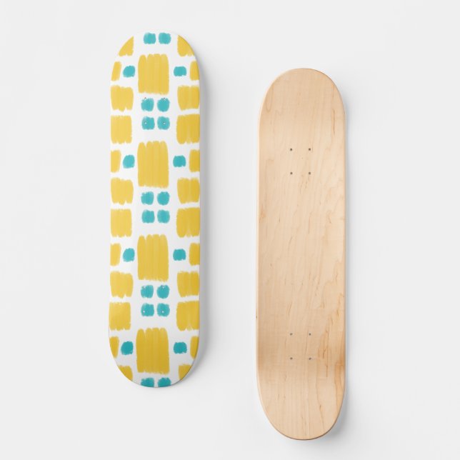 Türkis und gelb gestrichene Formen Skateboard (Vorderseite)