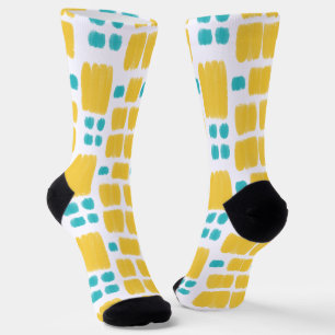 Türkis und gelb gestrichene Formen Socken