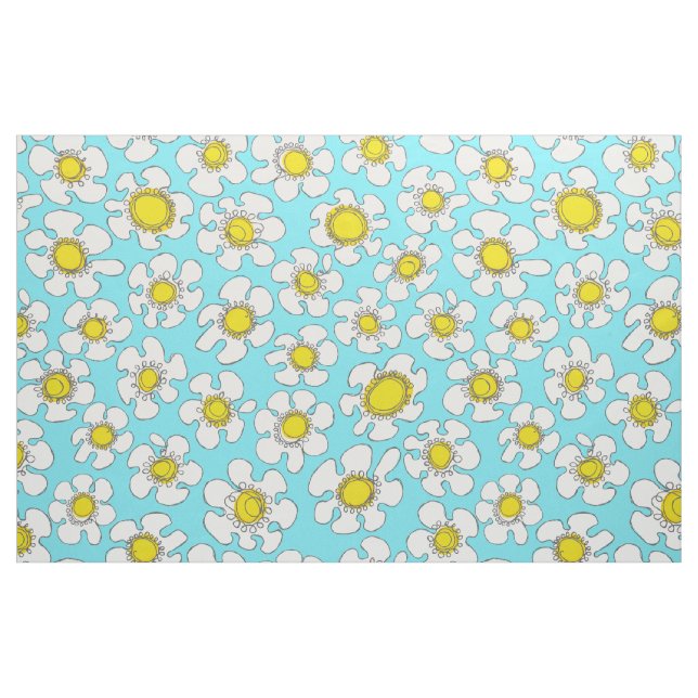Türkis und Gelb Single Linie Daisy Muster Stoff (Yard (91,4 cm))