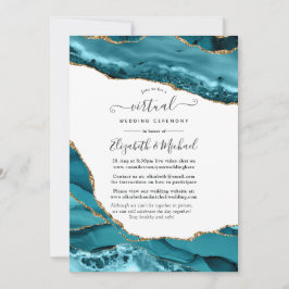 Türkis und Gold Agate Online Virtual Wedding Einladung