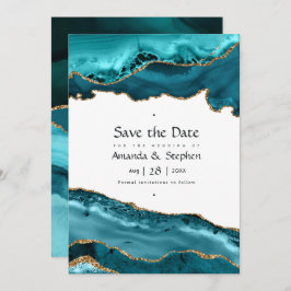 Türkis und Gold Agate Wedding speichern das Datum Save The Date