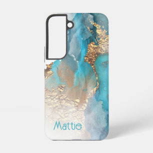 Türkis und Gold Alkohol Tinte Samsung Galaxy Cas Hülle