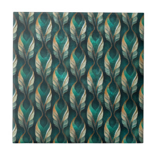 Türkis- und Gold-Art-Deco-Geometrie-Musterdesign Fliese