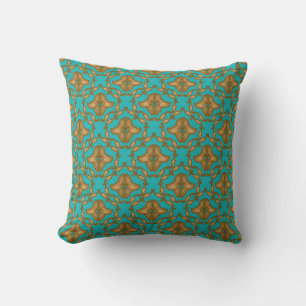 Türkis und Gold Damask Kissen