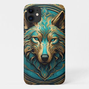 Türkis und Gold Wolf Case-Mate iPhone Hülle