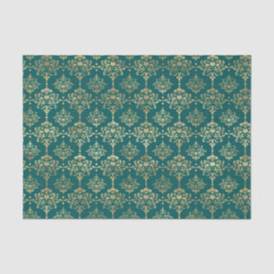 Türkis und Goldfolie Vintage Seidenpapier