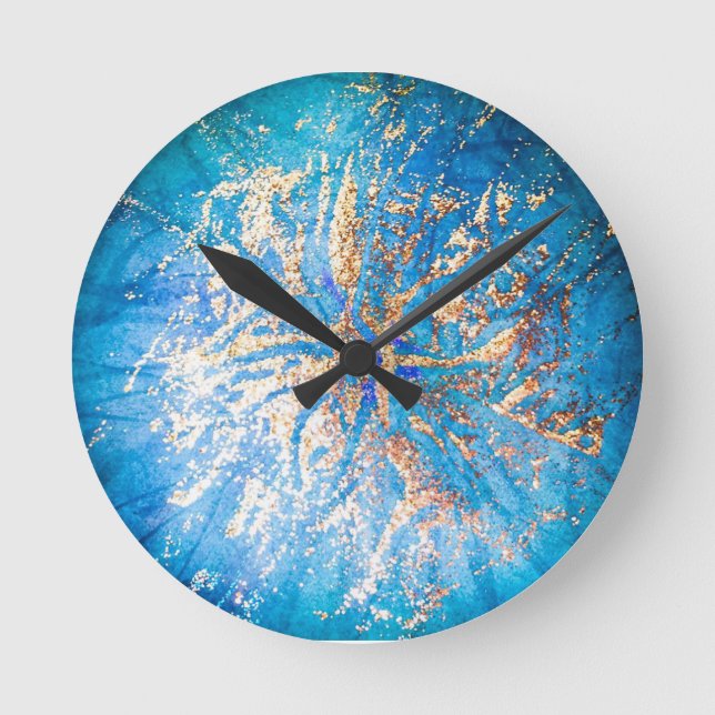 Türkis- und Golduhr Runde Wanduhr (Vorderseite)