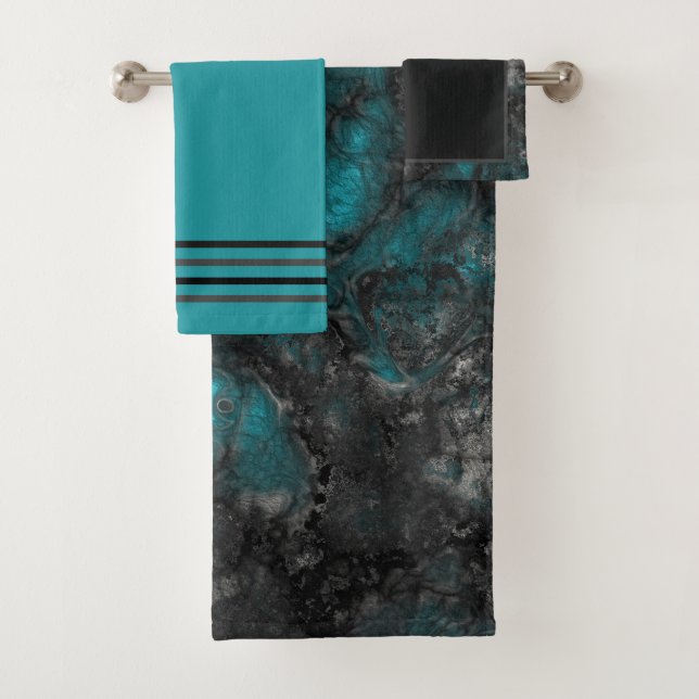 Türkis und Grau Badhandtuch Set (Insitu)