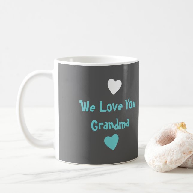 Türkis und grau mit Herz und Foto der Liebe Kaffeetasse (Mit Donut)