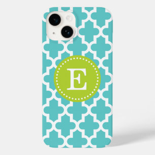 Türkis und Grün Modern marokkanisches Monogramm Case-Mate iPhone Hülle