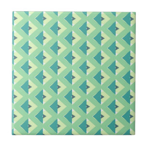 Türkis und grünes Diamant-Geometrie-Muster Fliese