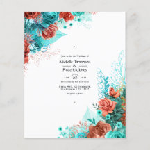 Türkis und Korallen Rustikale Hochzeit mit Blumen 