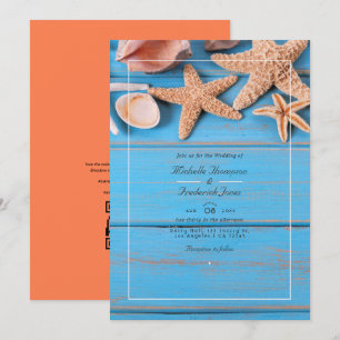 Türkis und Korallenstrand QR Code UAWG Wedding Einladung