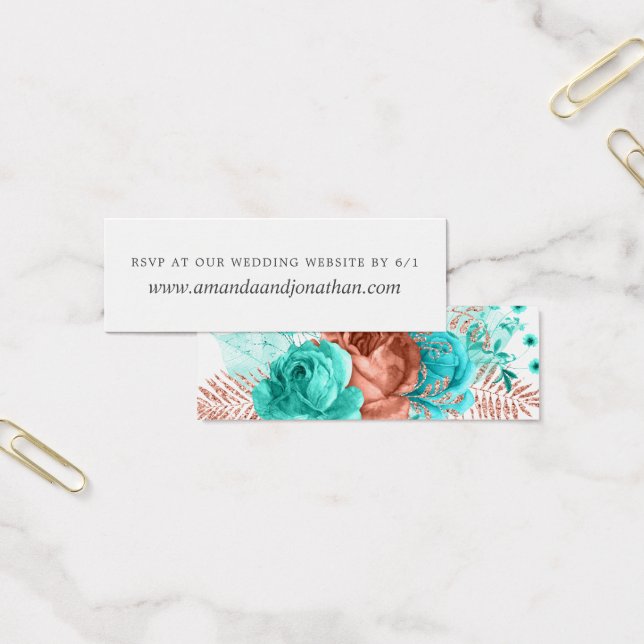 Türkis- und Korallenwasser-Blumenhochzeit RSVP (Büro)