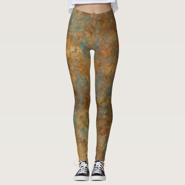 Türkis und Kupfer Leggings (Vorderseite)
