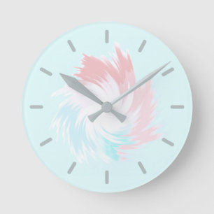 Türkis- und Lachs-Pastellform Runde Wanduhr