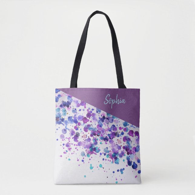 Türkis-und Lavendel-Farben-Spritzer-Druck Tasche (Vorderseite)