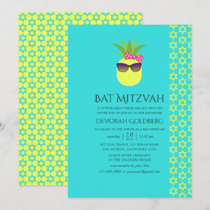 Türkis und Lemon Tropical Summer Bat Mitzvah Einladung