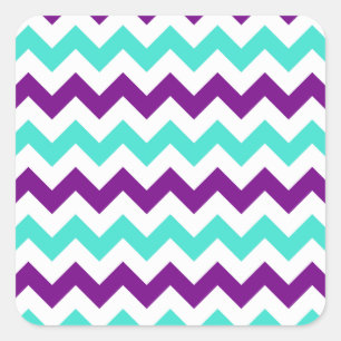 Türkis und Lila Zigzag Quadratischer Aufkleber