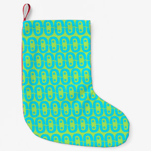 Türkis und Limettengrün geometrisches Muster Kleiner Weihnachtsstrumpf