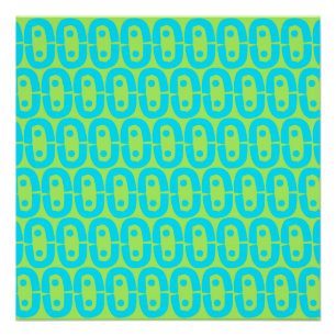 Türkis und Limettengrün geometrisches Muster Poster