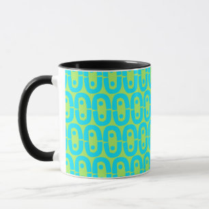 Türkis und Limettengrün geometrisches Muster Tasse