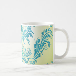 Türkis und Limettengrün opulenter Damast Kaffeetasse