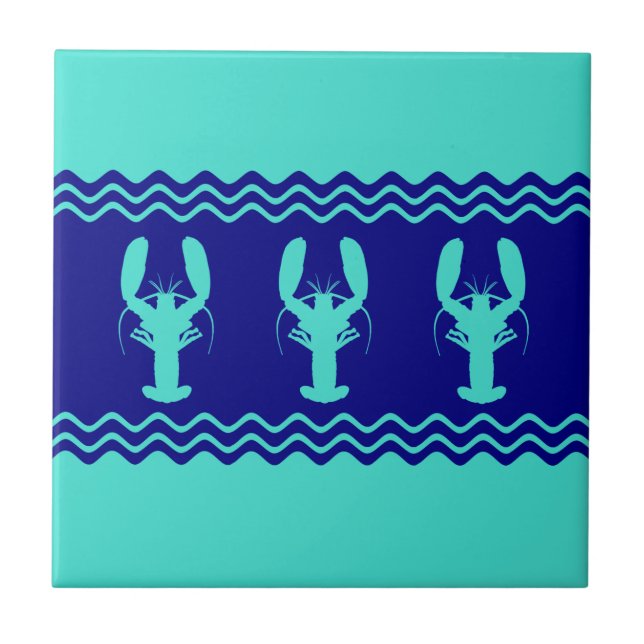 Türkis und Marineblaster Fliese (Vorderseite)