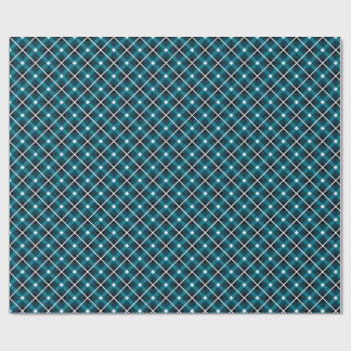Türkis- und marineblaues geometrisches Rastermuste Geschenkpapier
