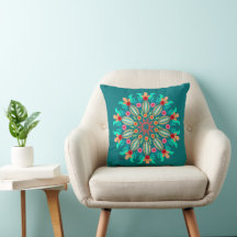 Türkis und Orange Mandala Throw Kissen