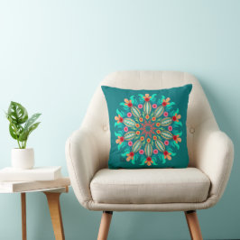 Türkis und Orange Mandala Throw Kissen